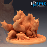 Nine Tailed Fox Miniature | B - Tabletop RPG & D&D miniature. Perfect for wargaming & collectors