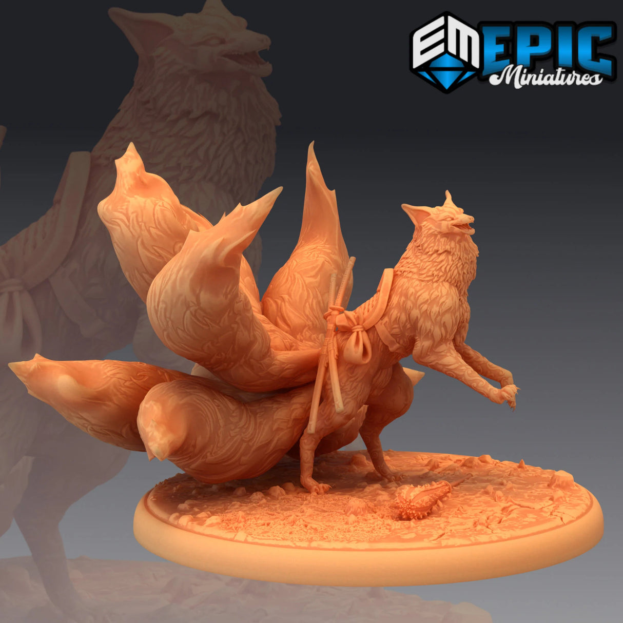Nine Tailed Fox Miniature | D - Tabletop RPG & D&D miniature. Perfect for wargaming & collectors