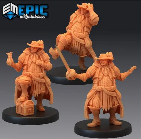Noble Merchant Miniature | Set of 3 - Tabletop RPG & D&D miniature. Perfect for wargaming & collectors