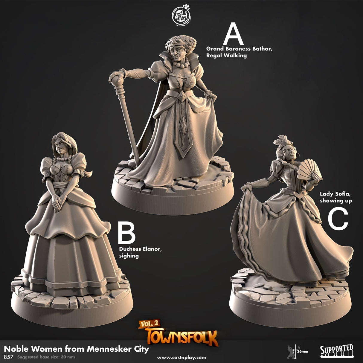 Noble Women Miniature | A - Tabletop RPG & D&D miniature. Perfect for wargaming & collectors