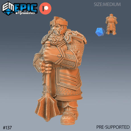 Nordic Dwarfs Miniature | B - Tabletop RPG & D&D miniature. Perfect for wargaming & collectors