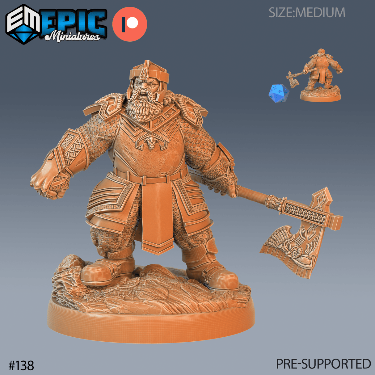 Nordic Dwarfs Miniature | C - Tabletop RPG & D&D miniature. Perfect for wargaming & collectors