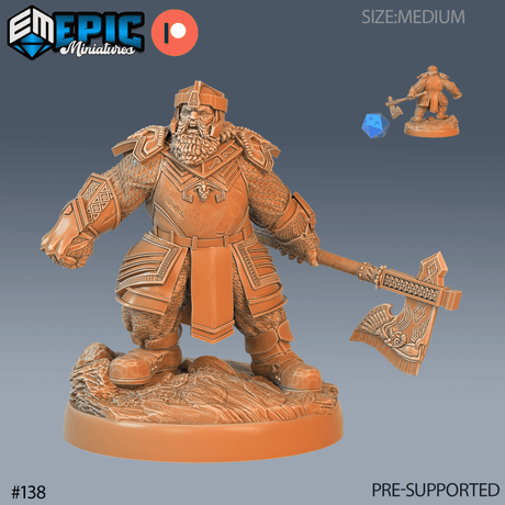 Nordic Dwarfs Miniature | C - Tabletop RPG & D&D miniature. Perfect for wargaming & collectors