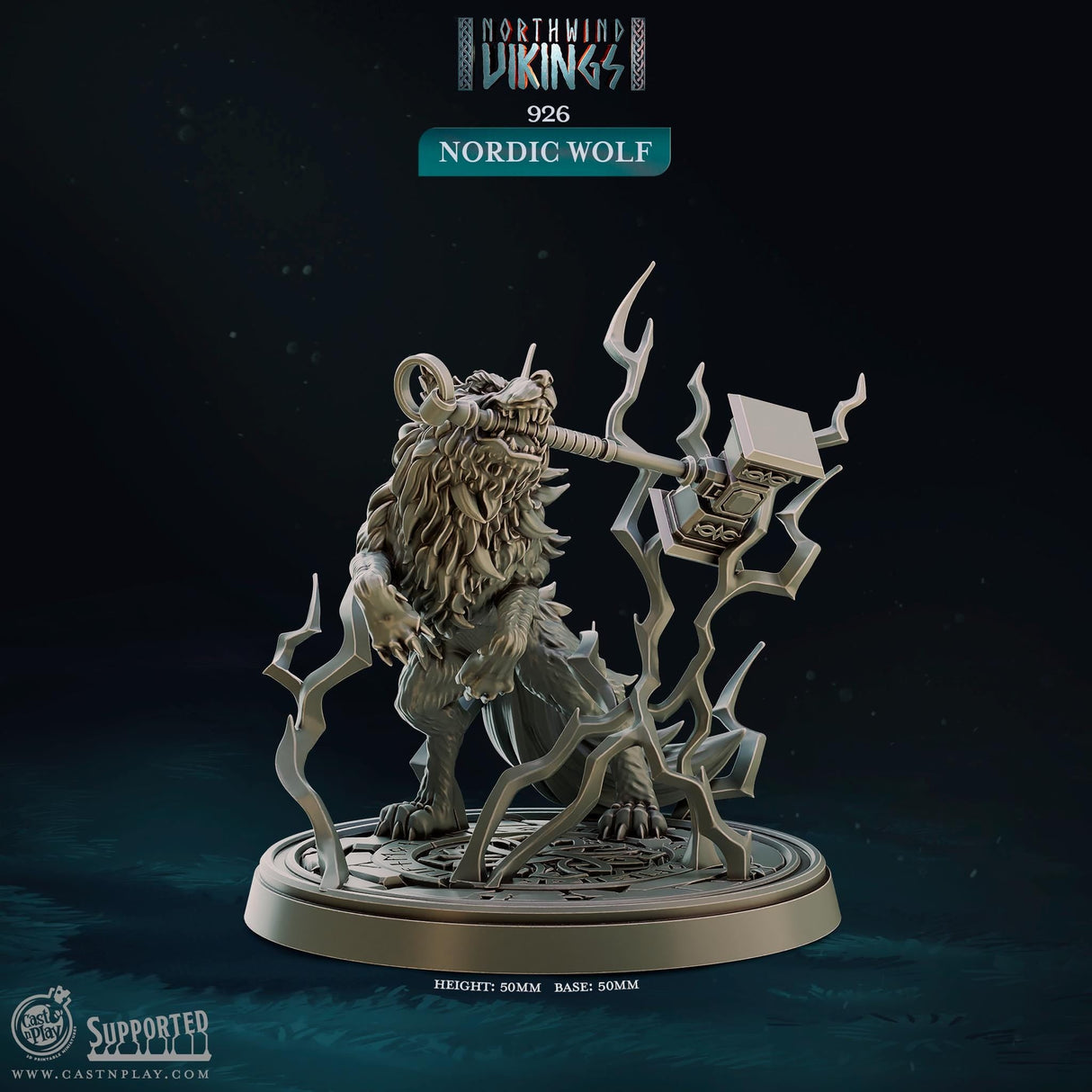 Nordic Wolf, Northwind Vikings Miniature | A - Tabletop RPG & D&D miniature. Perfect for wargaming & collectors