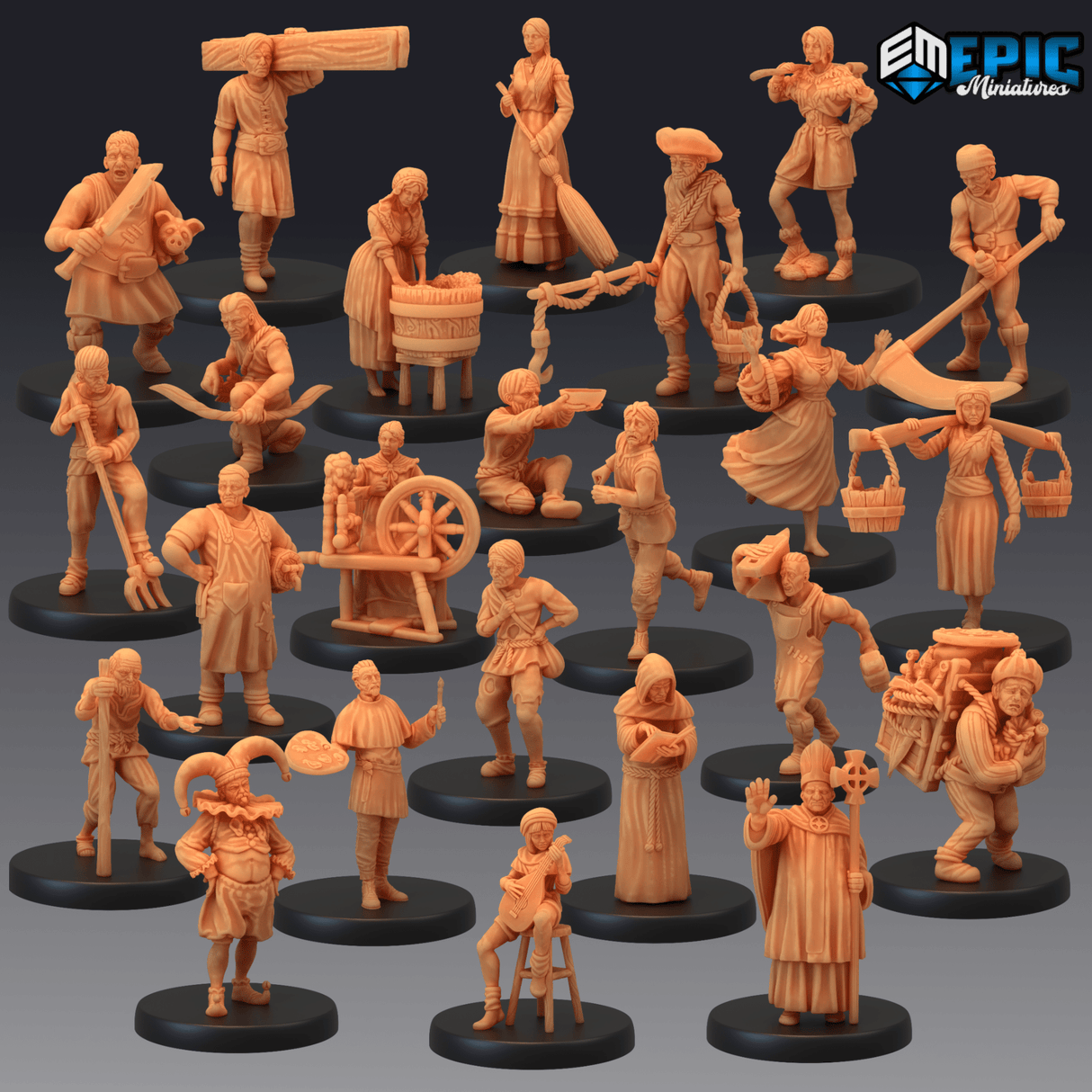 Npc Bundle Miniature | Set of 40 - Tabletop RPG & D&D miniature. Perfect for wargaming & collectors