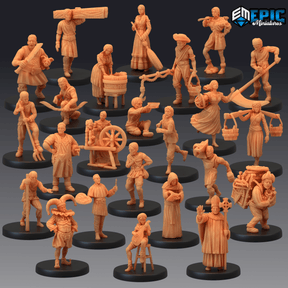 Npc Bundle Miniature | Set of 40 - Tabletop RPG & D&D miniature. Perfect for wargaming & collectors