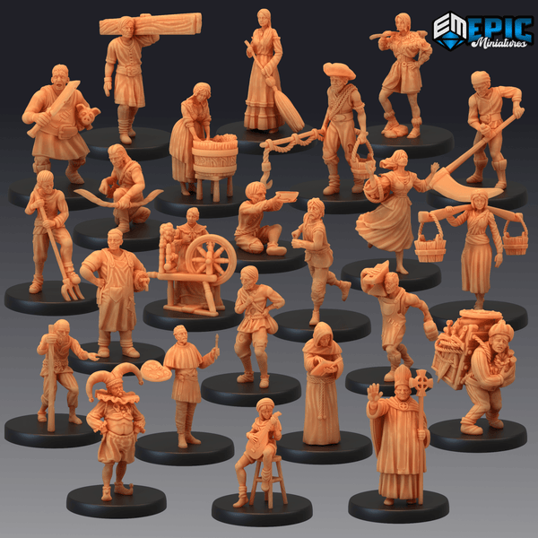 Npc Bundle Miniature | Set of 40 - Tabletop RPG & D&D miniature. Perfect for wargaming & collectors