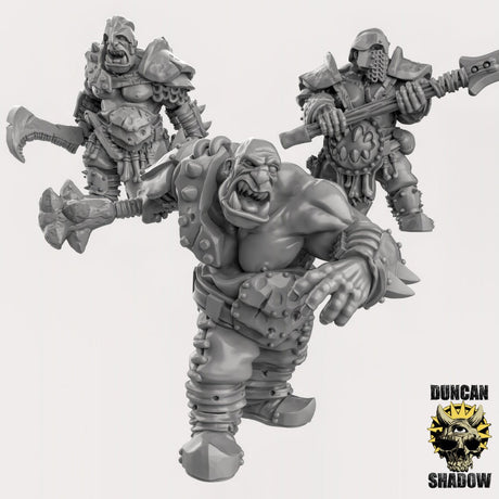 Ogre boss Miniature | Set of 3 - Tabletop RPG & D&D miniature. Perfect for wargaming & collectors