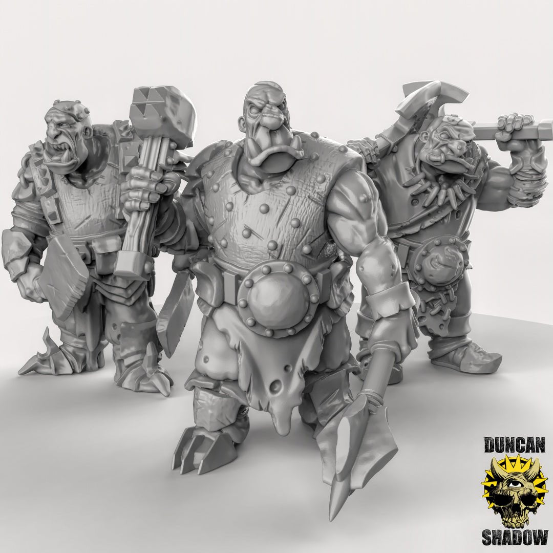 Ogre Duel wielding Miniature - Set of 3 - 28mm