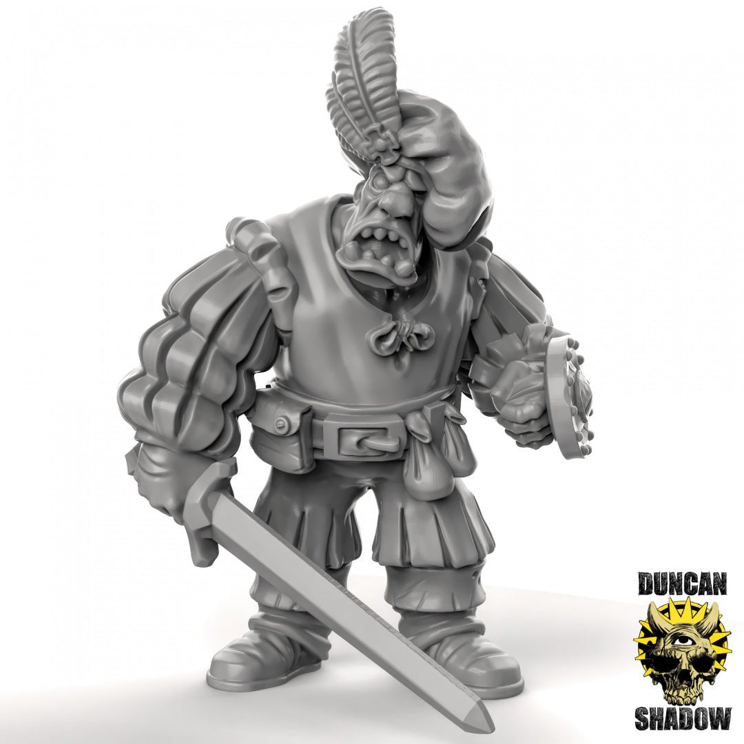 Ogre Royal with Shield Miniature | B - Tabletop RPG & D&D miniature. Perfect for wargaming & collectors