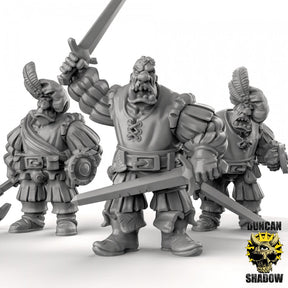 Ogre Royal with Shield Miniature | Set of 3 - Tabletop RPG & D&D miniature. Perfect for wargaming & collectors