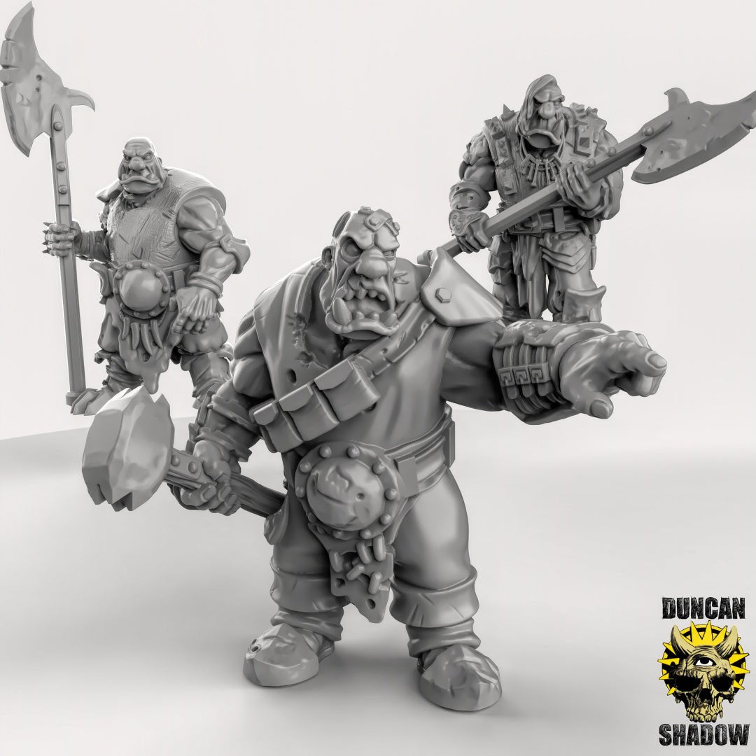 Ogre with spears Miniature | Set of 3 - Tabletop RPG & D&D miniature. Perfect for wargaming & collectors