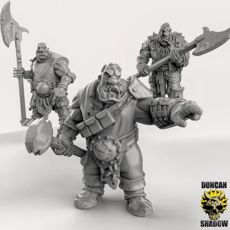 Ogre with spears Miniature | Set of 3 - Tabletop RPG & D&D miniature. Perfect for wargaming & collectors