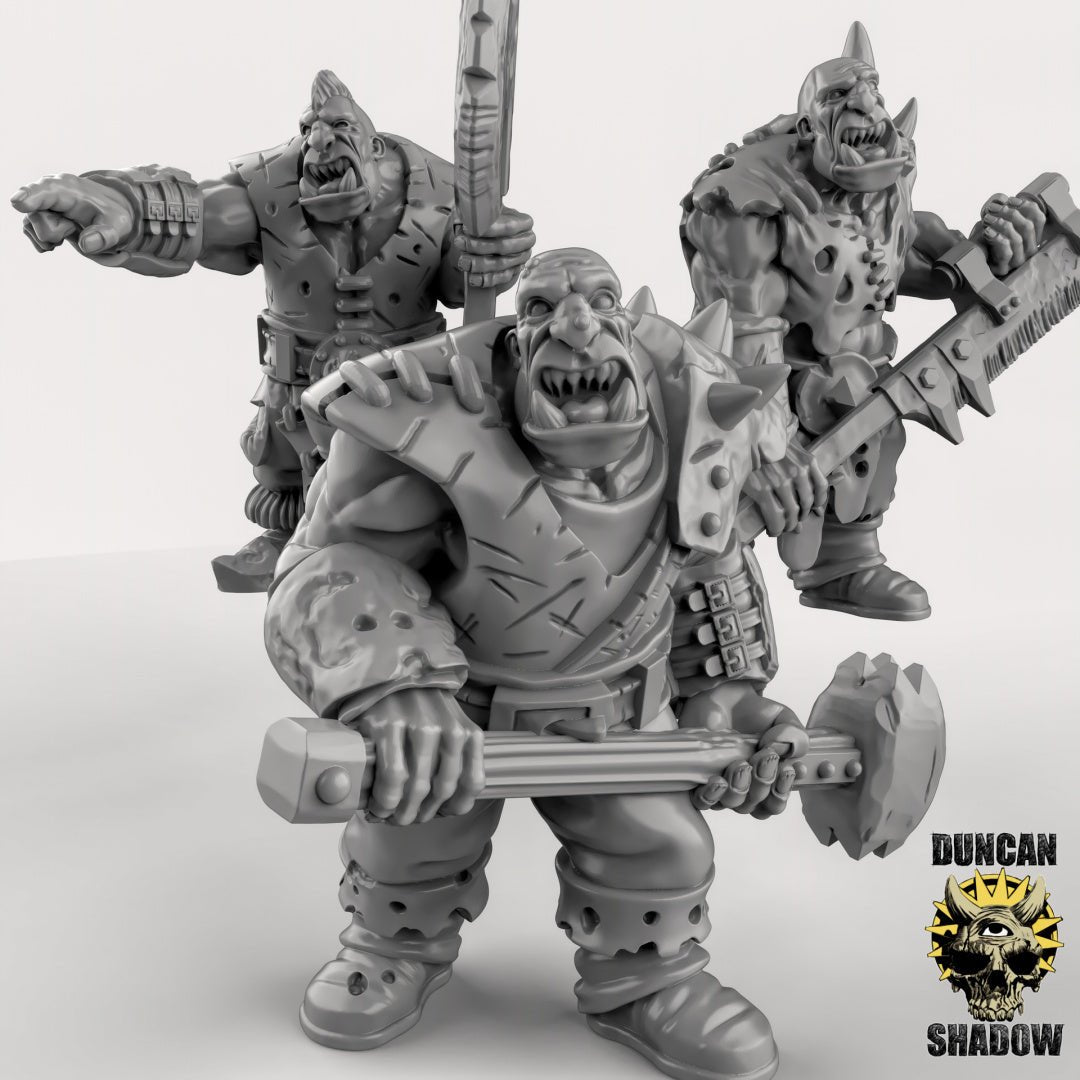 Ogre with twohanded weapons Miniature | Set of 3 - Tabletop RPG & D&D miniature. Perfect for wargaming & collectors