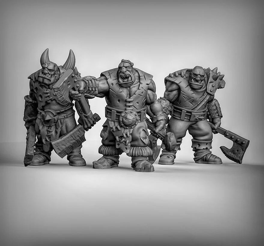 Ogres Fighter Miniature - Set of 3 - 28mm