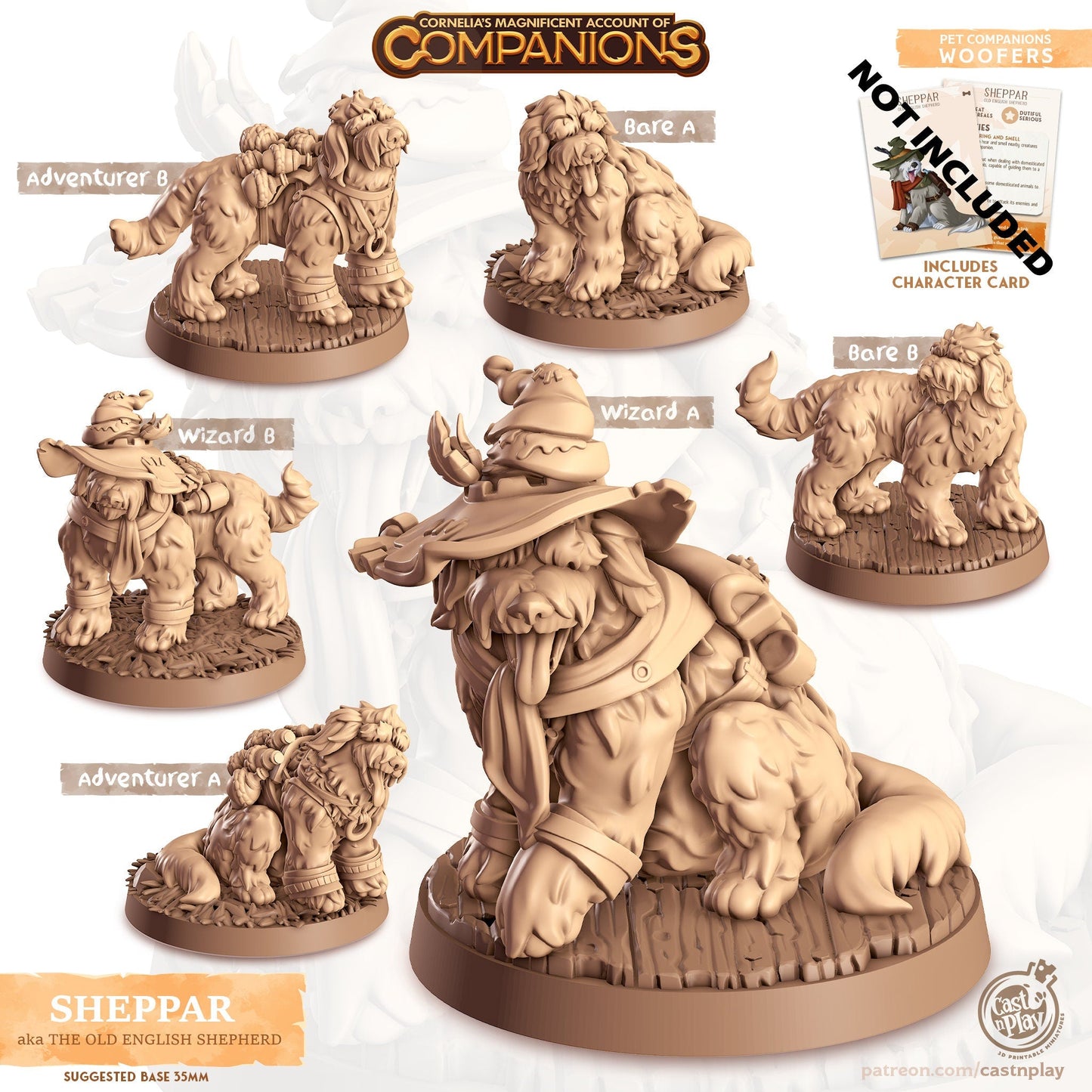 Old English Sheepdog Companion Miniature - Adventurer A - 32mm