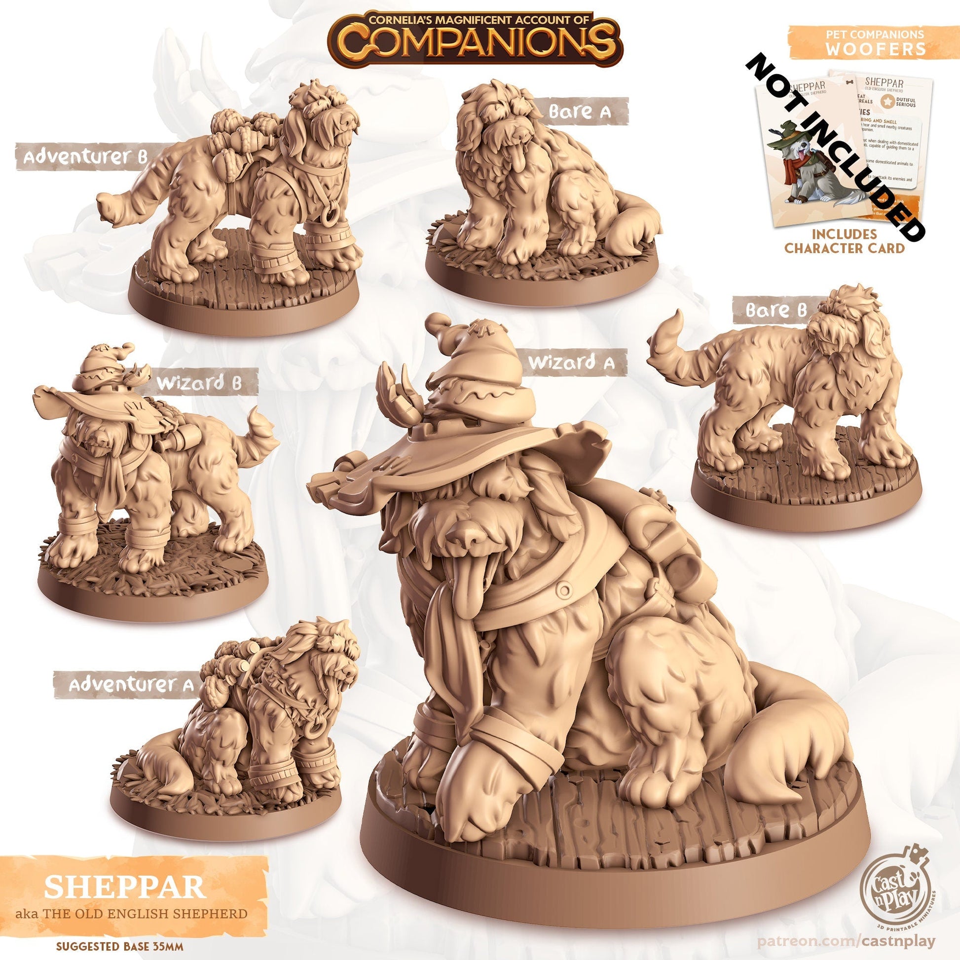 Old English Sheepdog Companion Miniature - Adventurer A - 32mm