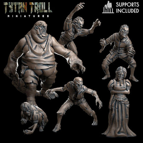Old Vampires Miniature | set of 6 - Tabletop RPG & D&D miniature. Perfect for wargaming & collectors