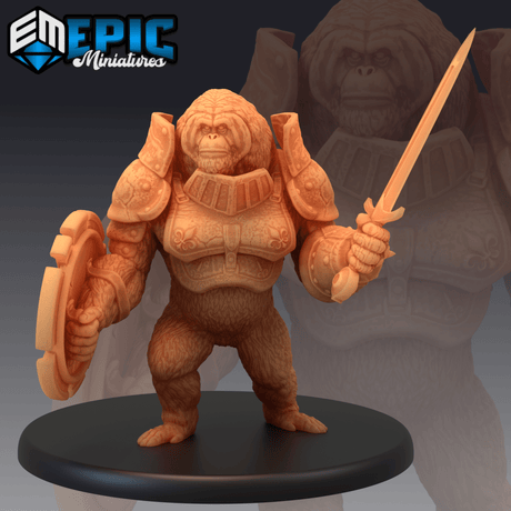 Orangutan Knight Miniature | A - Tabletop RPG & D&D miniature. Perfect for wargaming & collectors