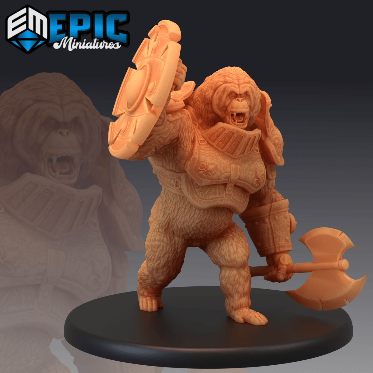 Orangutan Knight Miniature | C - Tabletop RPG & D&D miniature. Perfect for wargaming & collectors
