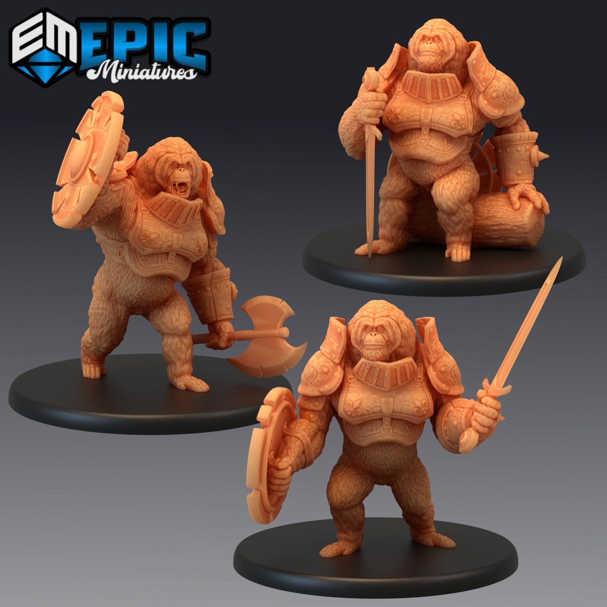 Orangutan Knight Miniature - Set of 3 - 28mm
