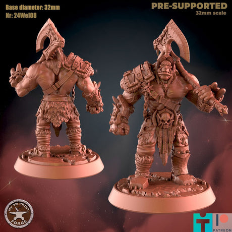 Orc Barbarian Miniature | A - Tabletop RPG & D&D miniature. Perfect for wargaming & collectors