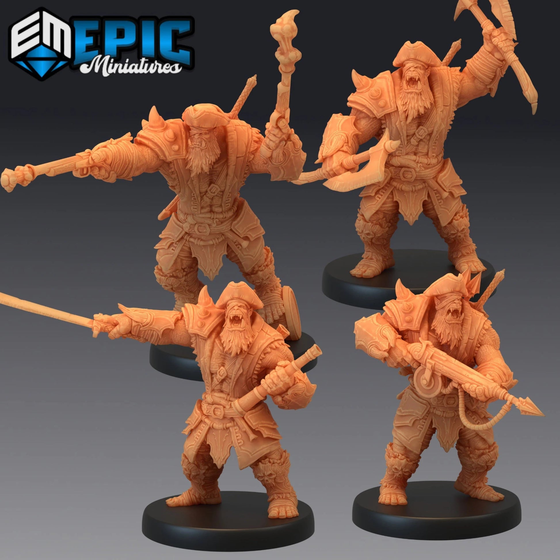 Orc Captain Miniature - Set of 4 - 28mm