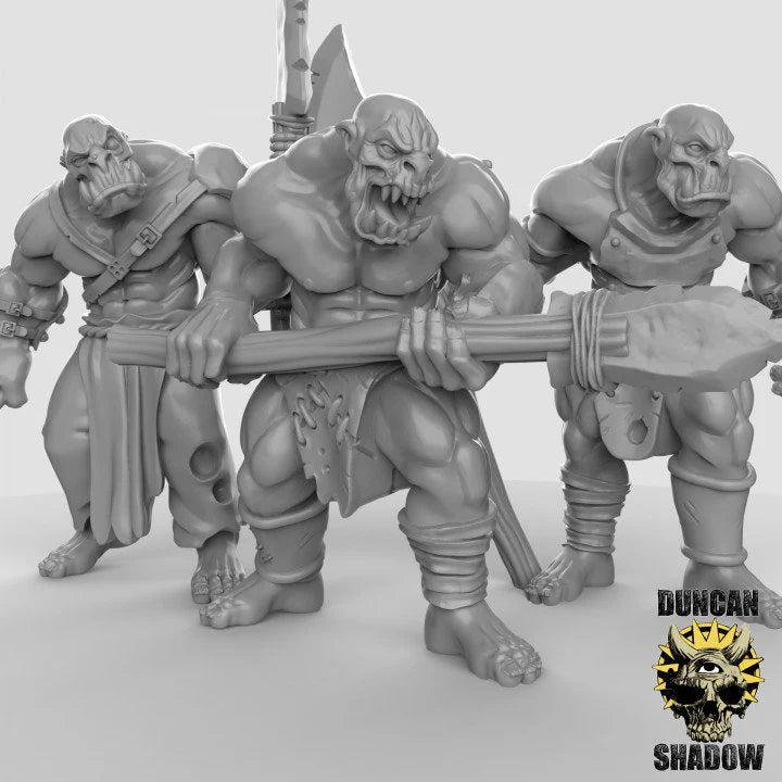 Orc spearmen Miniature | Set of 3 - Tabletop RPG & D&D miniature. Perfect for wargaming & collectors