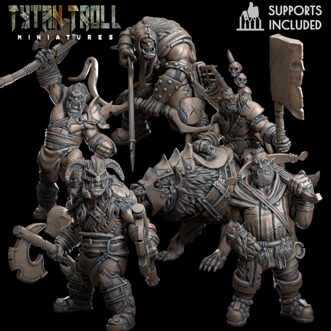 Orc Raiders Miniature set 2 | E - Tabletop RPG & D&D miniature. Perfect for wargaming & collectors