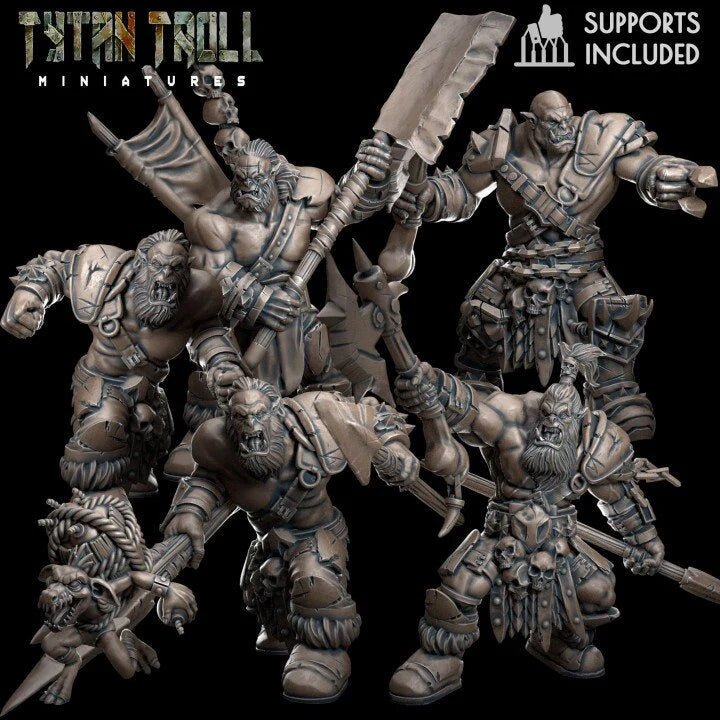 Orc Raiders Miniature | set of 6 - Tabletop RPG & D&D miniature. Perfect for wargaming & collectors