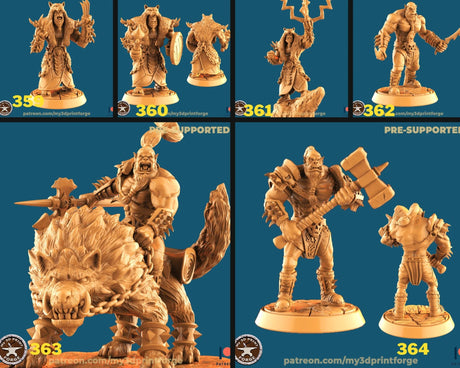 Orc Shaman Miniature | Set of 6 - Tabletop RPG & D&D miniature. Perfect for wargaming & collectors