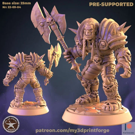 Orc Wolf Rider And Warboss Miniature | A - Tabletop RPG & D&D miniature. Perfect for wargaming & collectors