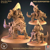 Orc Wolf Rider And Warboss Miniature | E - Tabletop RPG & D&D miniature. Perfect for wargaming & collectors