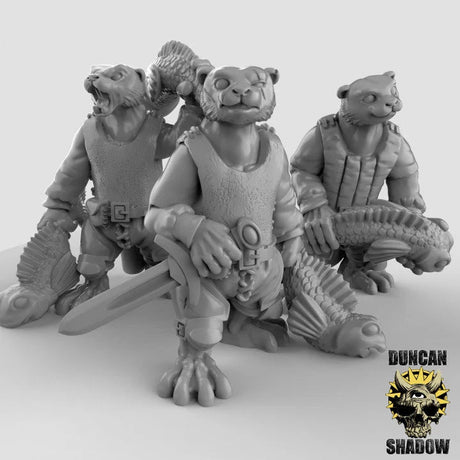 Otter Folk Miniature adventurers | Set of 3 - Tabletop RPG & D&D miniature. Perfect for wargaming & collectors