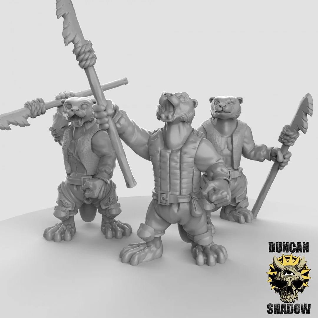 Otter Folk Miniature fishmen | Set of 3 - Tabletop RPG & D&D miniature. Perfect for wargaming & collectors
