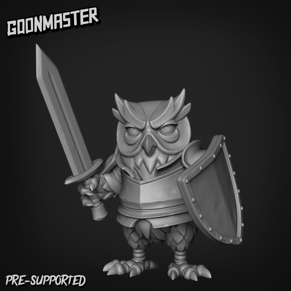 Owl Folk Fighter Paladin Wizard Miniature | F - Tabletop RPG & D&D miniature. Perfect for wargaming & collectors
