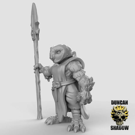 Owl Folk Miniature spearmen | B - Tabletop RPG & D&D miniature. Perfect for wargaming & collectors