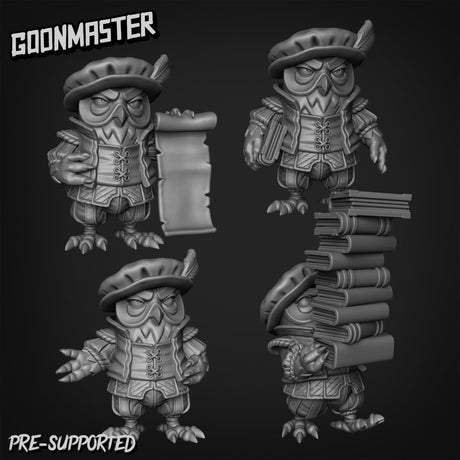 Owl Folk Noble Miniature | Set of 4 - Tabletop RPG & D&D miniature. Perfect for wargaming & collectors
