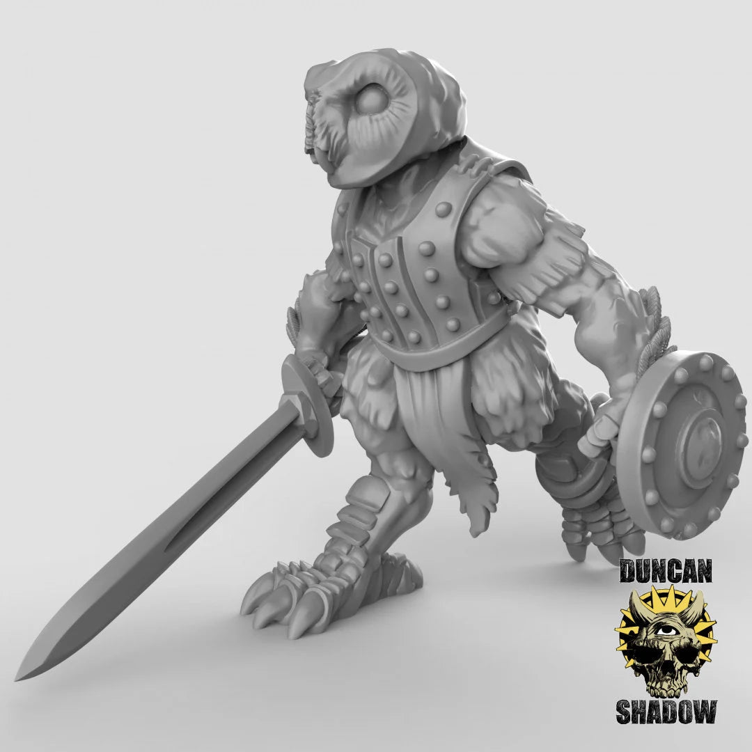 Owl Folk Warrior Miniature ranger | B - Tabletop RPG & D&D miniature. Perfect for wargaming & collectors