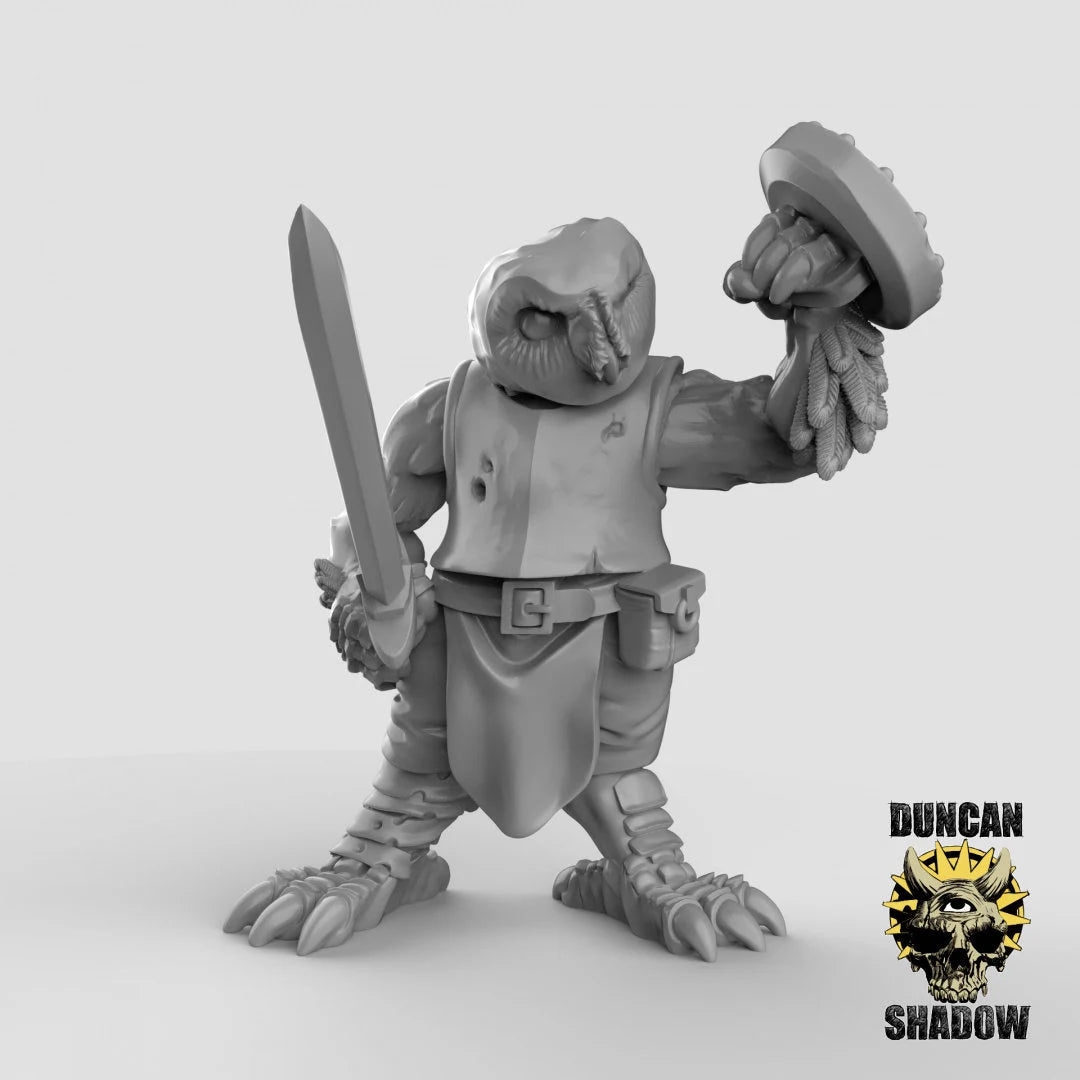 Owl Folk Warrior Miniature ranger | C - Tabletop RPG & D&D miniature. Perfect for wargaming & collectors