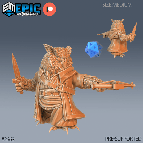 Owlfolk Miniature | B - Tabletop RPG & D&D miniature. Perfect for wargaming & collectors