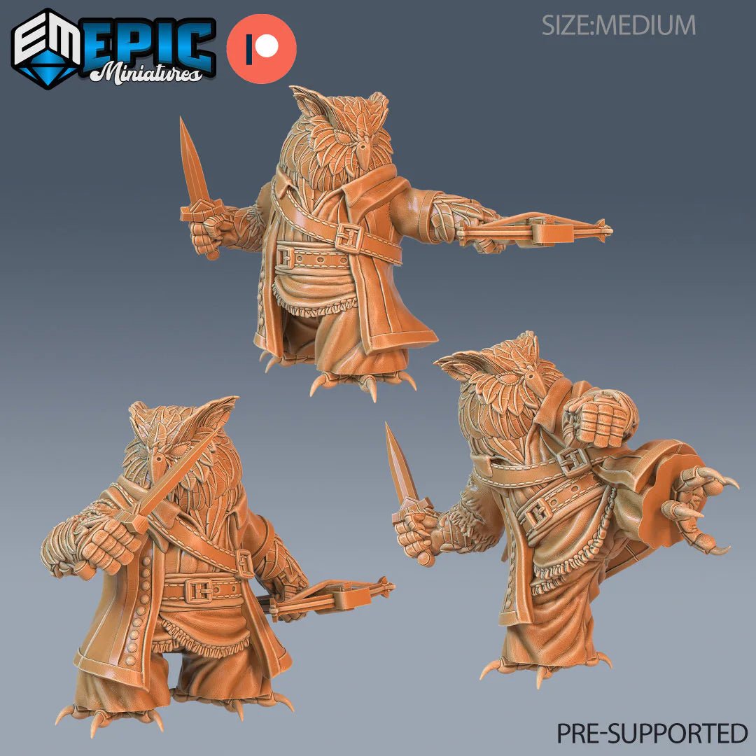 Owlfolk Miniature | Set of 3 - Tabletop RPG & D&D miniature. Perfect for wargaming & collectors