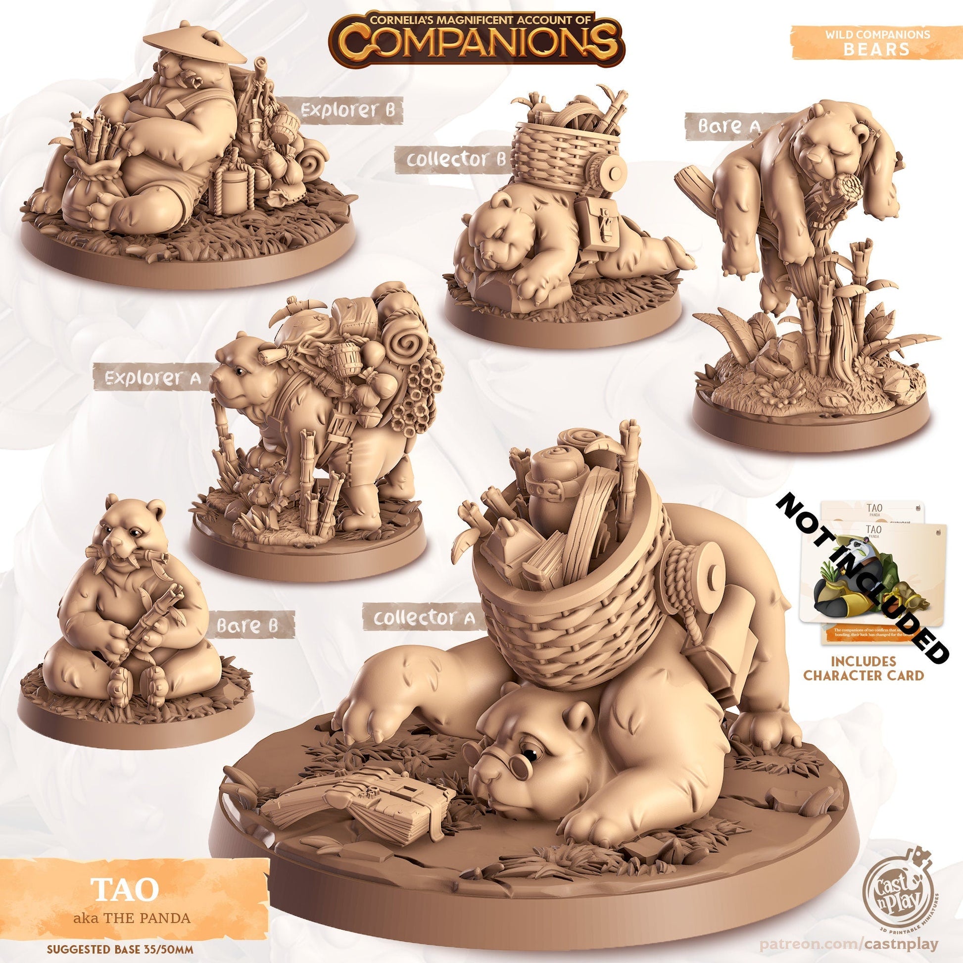 Panda Bear Companion Miniature - Bare A - 32mm