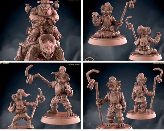 Panda Folk Monk Miniature - set of 4 - 28mm