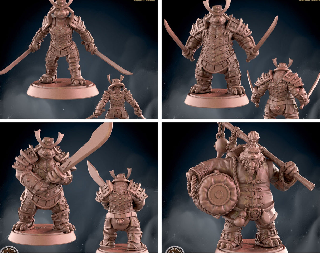 Panda Folk Royal Guard Miniature | set of 4 - Tabletop RPG & D&D miniature. Perfect for wargaming & collectors
