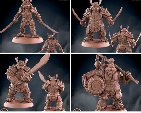 Panda Folk Royal Guard Miniature | set of 4 - Tabletop RPG & D&D miniature. Perfect for wargaming & collectors