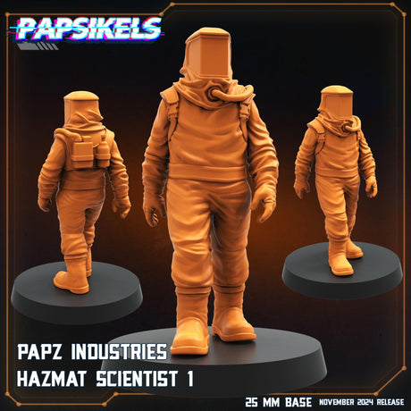 Papz Industries Hazmat Scientists Miniature | Scientist 1 - Tabletop RPG & D&D miniature. Perfect for wargaming & collectors
