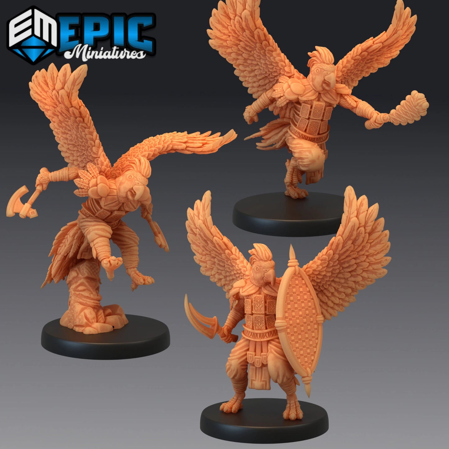 Parrot Folk Miniature - Set of 3 - 28mm