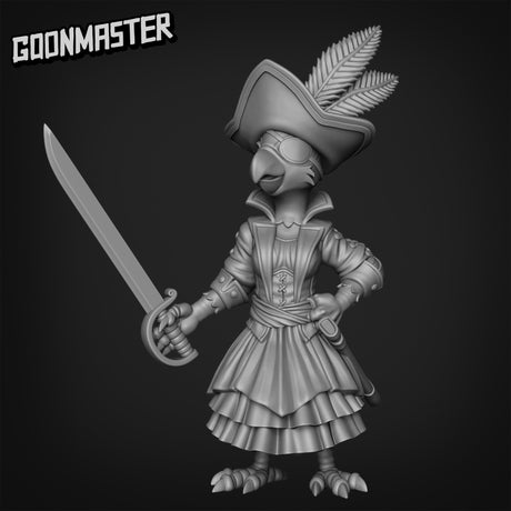 Female Parrot Folk Pirate Miniature set | A - Tabletop RPG & D&D miniature. Perfect for wargaming & collectors