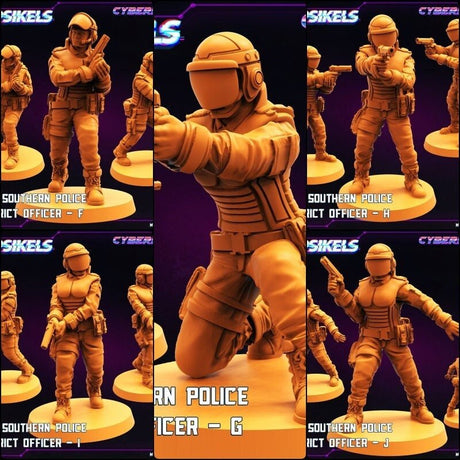 PCPD District Police Officer Miniature | Full Set All Models - Tabletop RPG & D&D miniature. Perfect for wargaming & collectors
